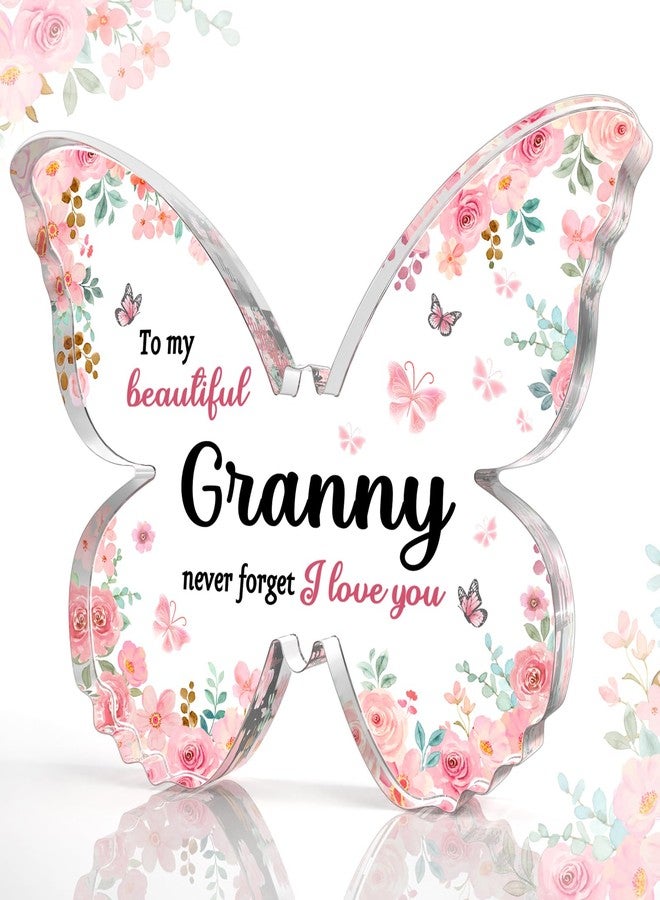 GiftyTrove Unique Granny Gifts, 5x3.8x0.5 Inch Butterfly-Shaped Acrylic Plaque Decor, Mothers Day Grandparent Day Birthday Christmas Gift for Granny - Image 1